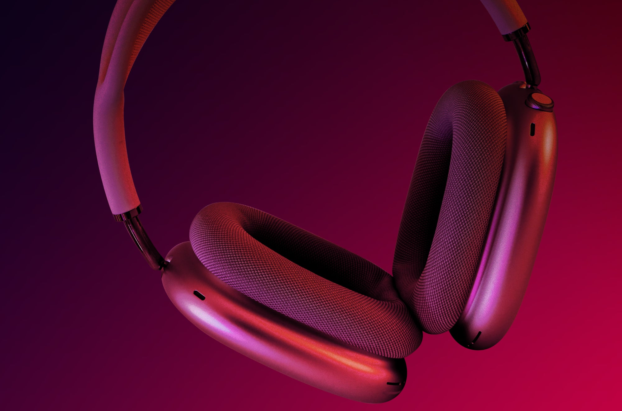 Pink metallic headphones
